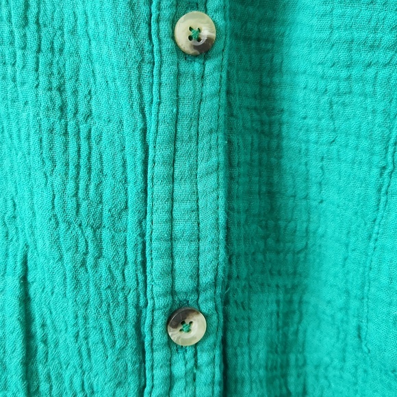 We The Free Lightweight Gauze Shirt in Teal - Picture 4 of 10